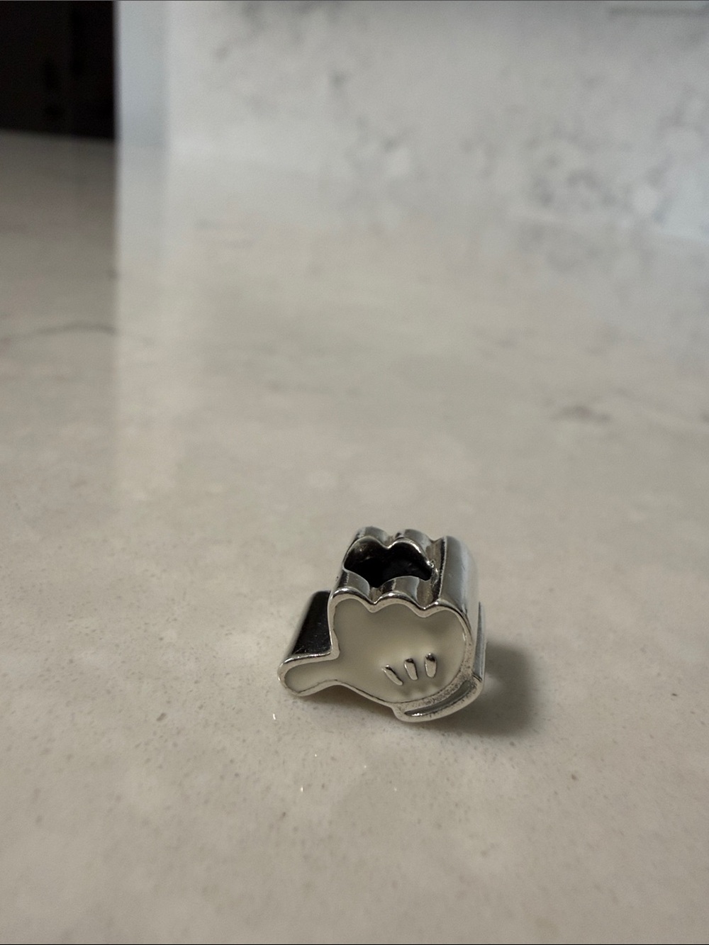 Authentic Pandora Sterling Silver White Enamel Mickey Mouse Glove Charm - Picture 2 of 4